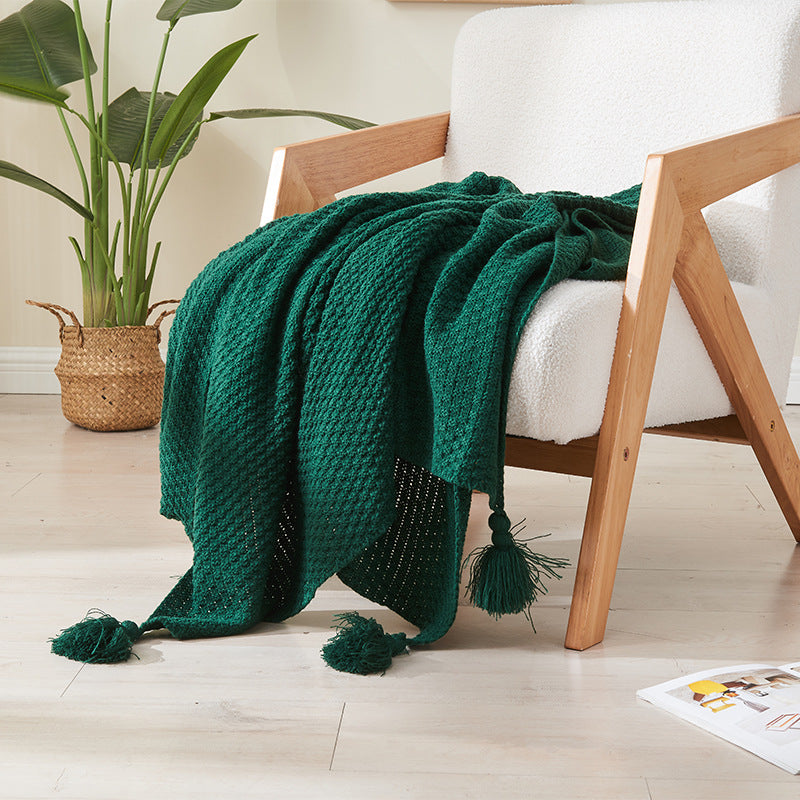 Aurora Tassel Knit Throw – Cozy Texture, Effortless Charm Berriscent