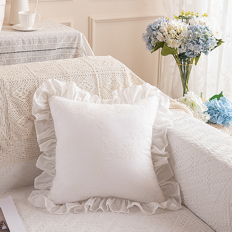 Charming Bloom Ruffled Cotton Cushion Berriscent
