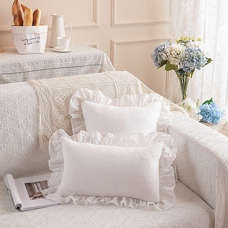 Charming Bloom Ruffled Cotton Cushion Berriscent