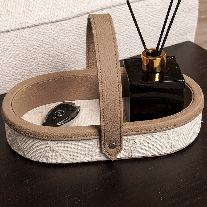 Marceau Oval Leather Carry Tray Berriscent