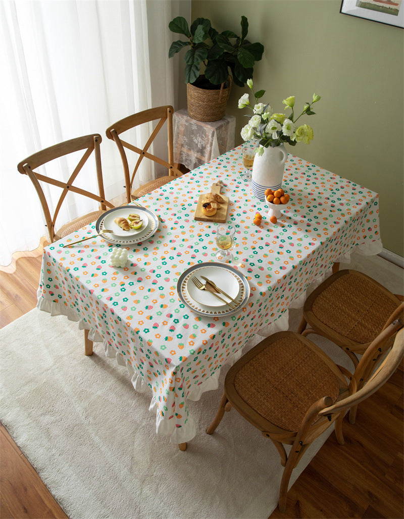 Strawberry Meadow Cotton Tablecloth Berriscent