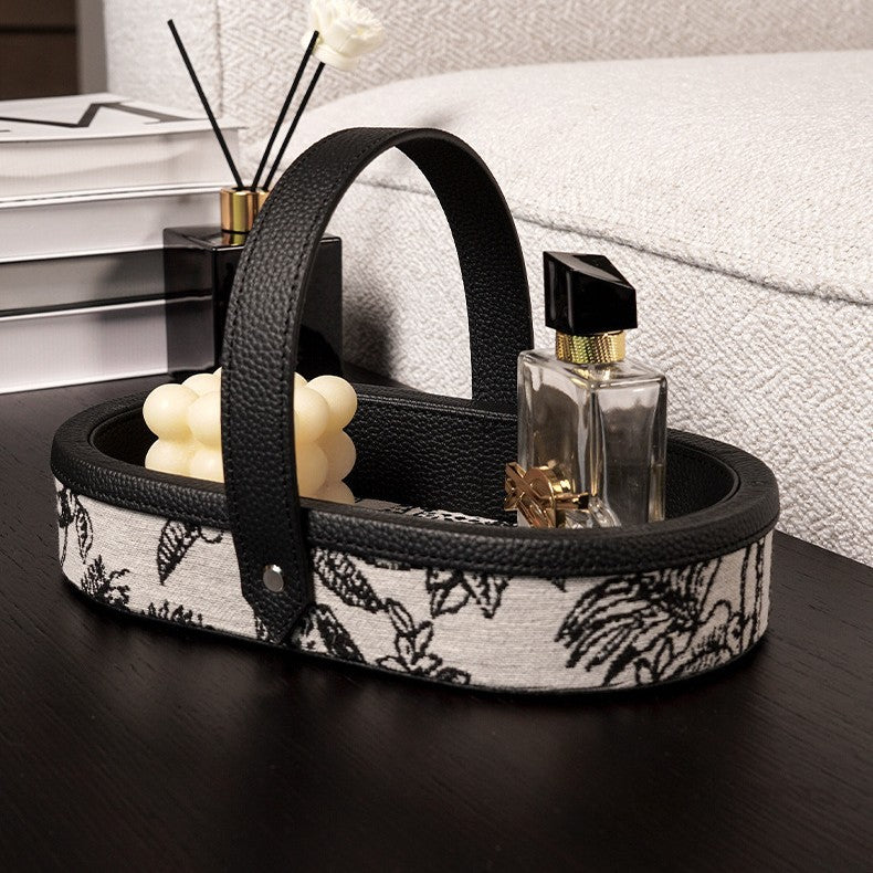 Marceau Oval Leather Carry Tray Berriscent