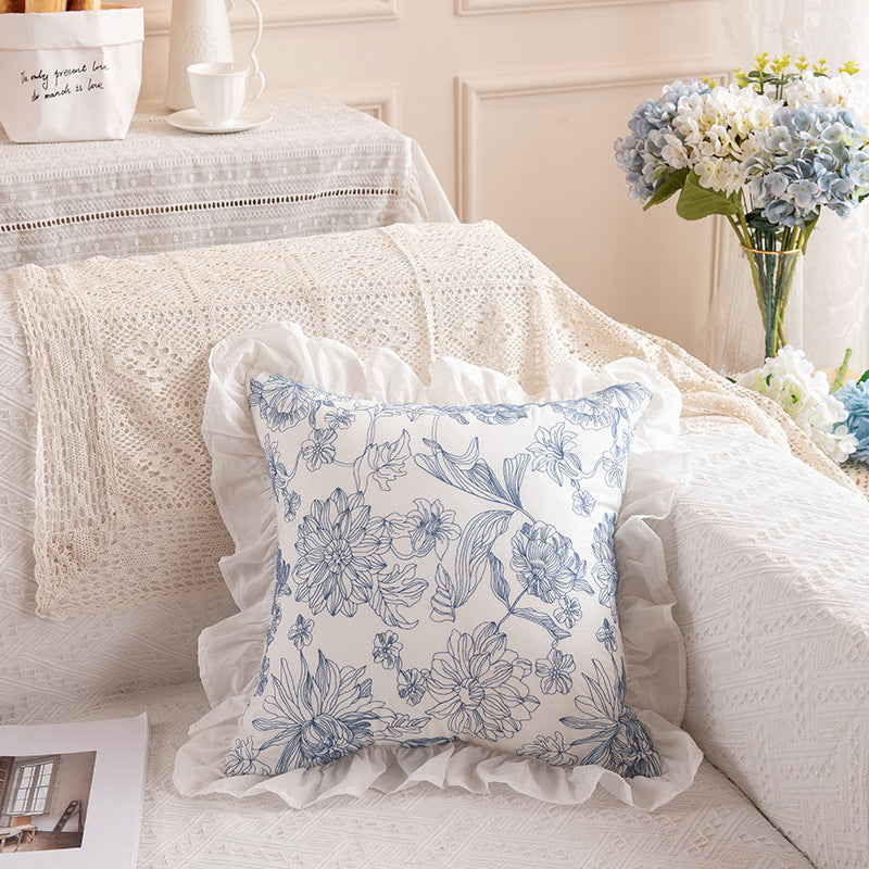 Charming Bloom Ruffled Cotton Cushion Berriscent