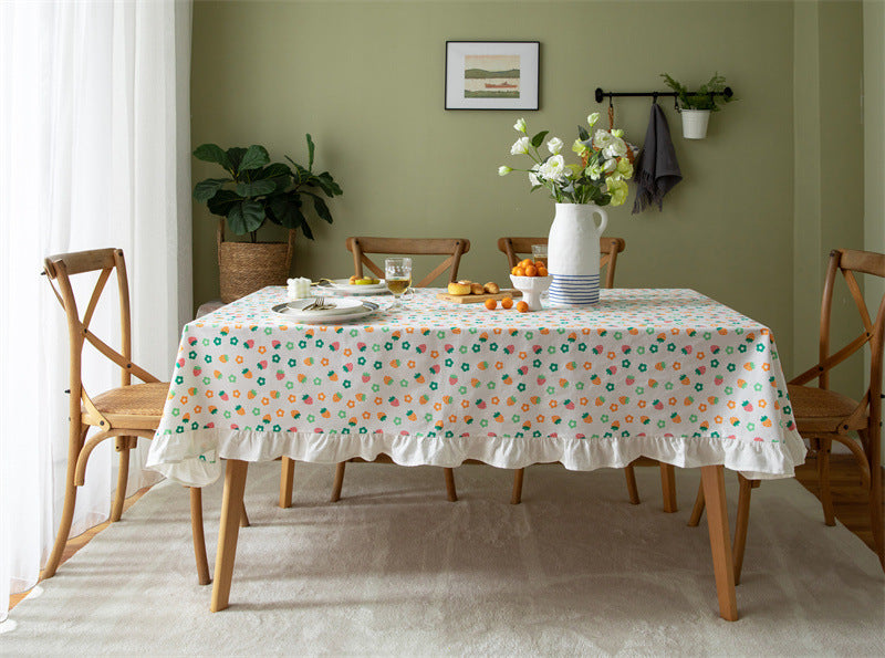 Strawberry Meadow Cotton Tablecloth Berriscent