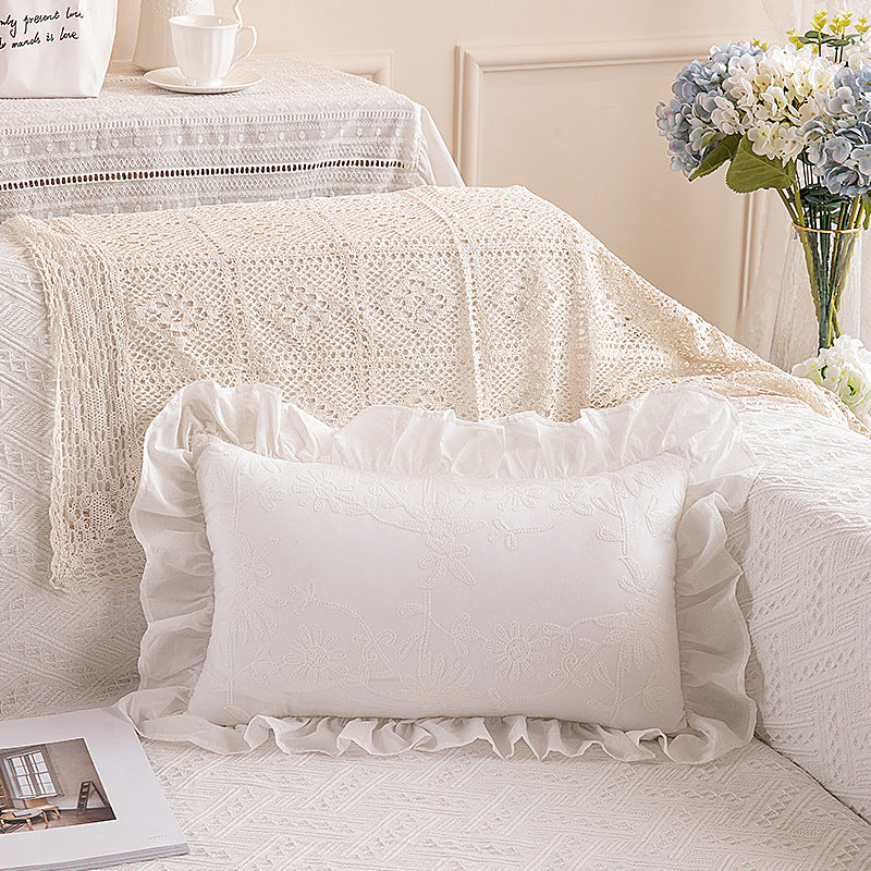 Charming Bloom Ruffled Cotton Cushion Berriscent