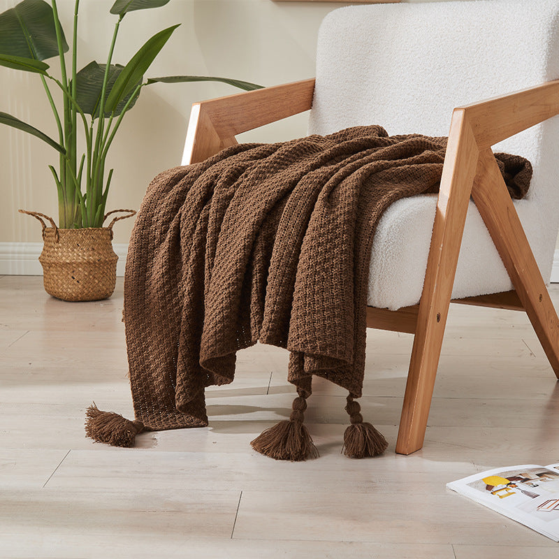 Aurora Tassel Knit Throw – Cozy Texture, Effortless Charm Berriscent