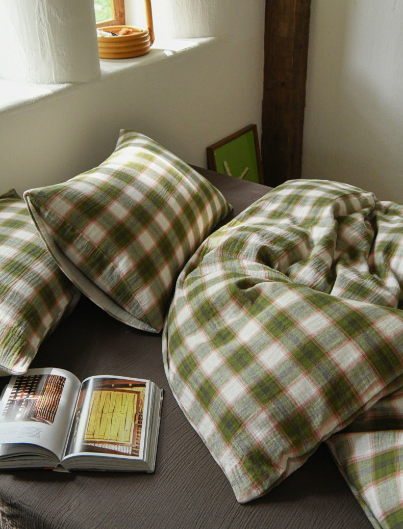 The Woodland Plaid | 60s High-Count Cotton Bed Linen