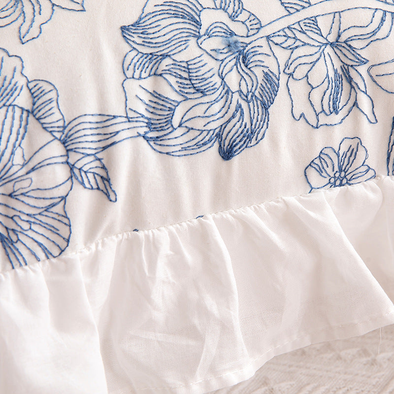 Azure Bloom Embroidered Tablecloth Berriscent