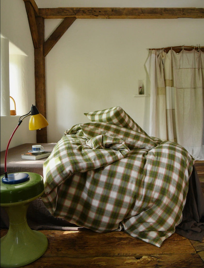 The Woodland Plaid | 60s High-Count Cotton Bed Linen