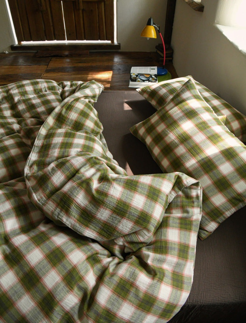 The Woodland Plaid | 60s High-Count Cotton Bed Linen