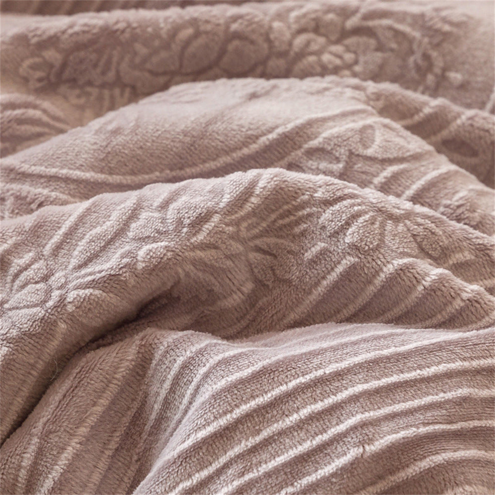 Embossed Plush Flannel Bedding Set – Lavender Berriscent
