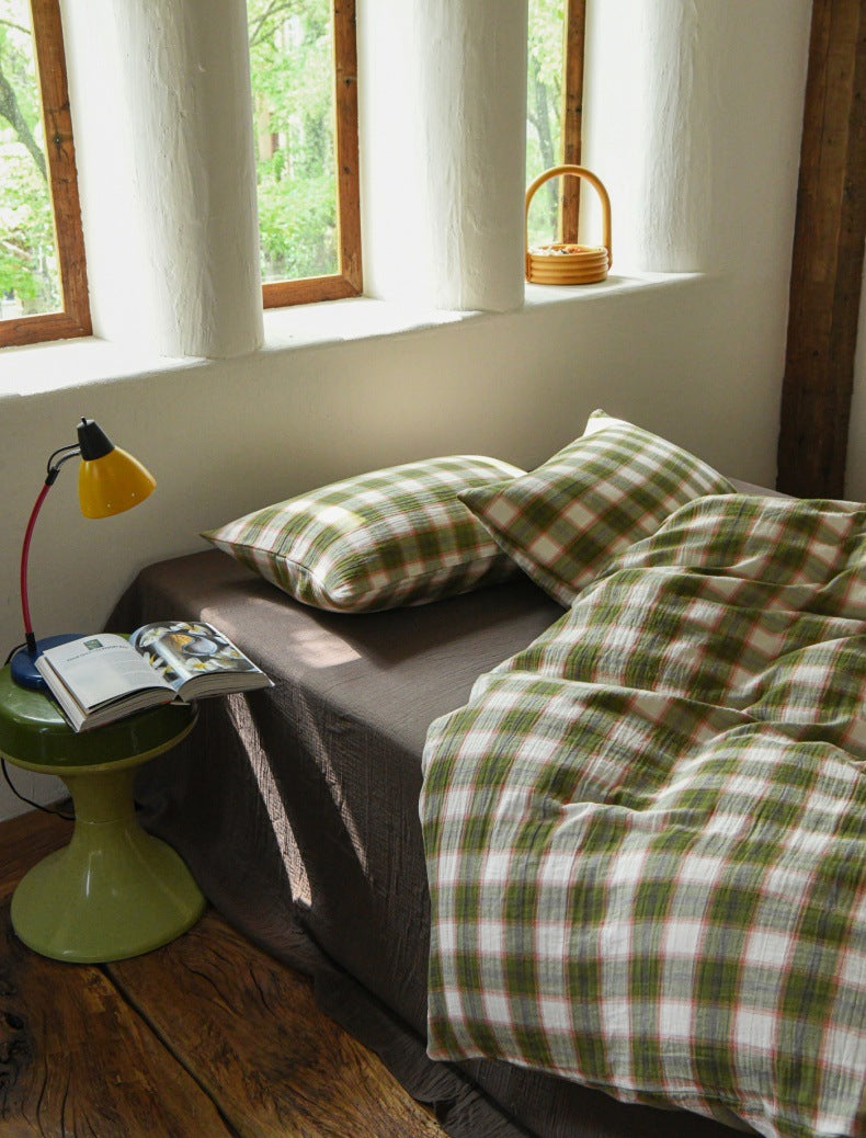 The Woodland Plaid | 60s High-Count Cotton Bed Linen