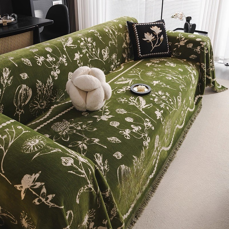 Botanical Harmony Chenille Sofa Cover Berriscent