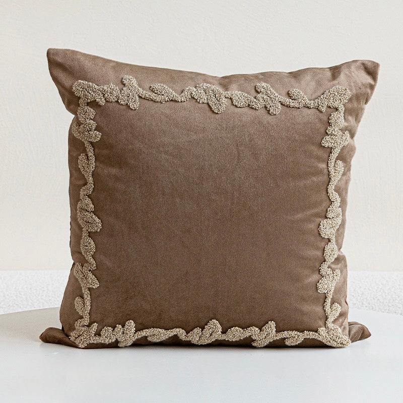 Bordered Heirloom Embroidery Cushion 45 x 45 cm with raised embroidered frame.