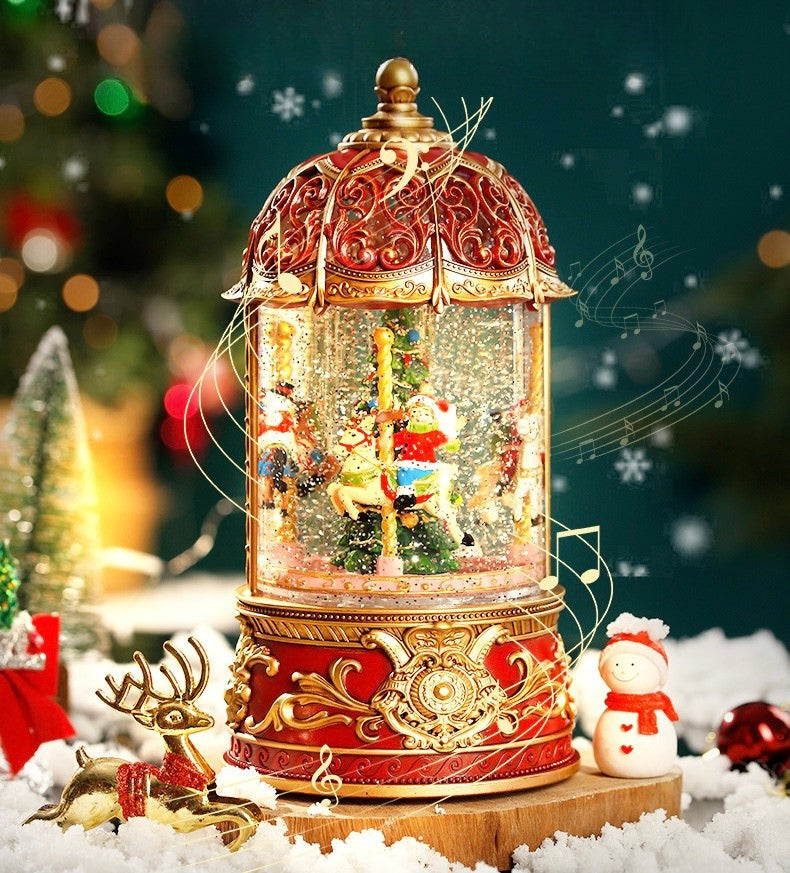 Handcrafted Illuminated Christmas Carousel Music Box Berriscent
