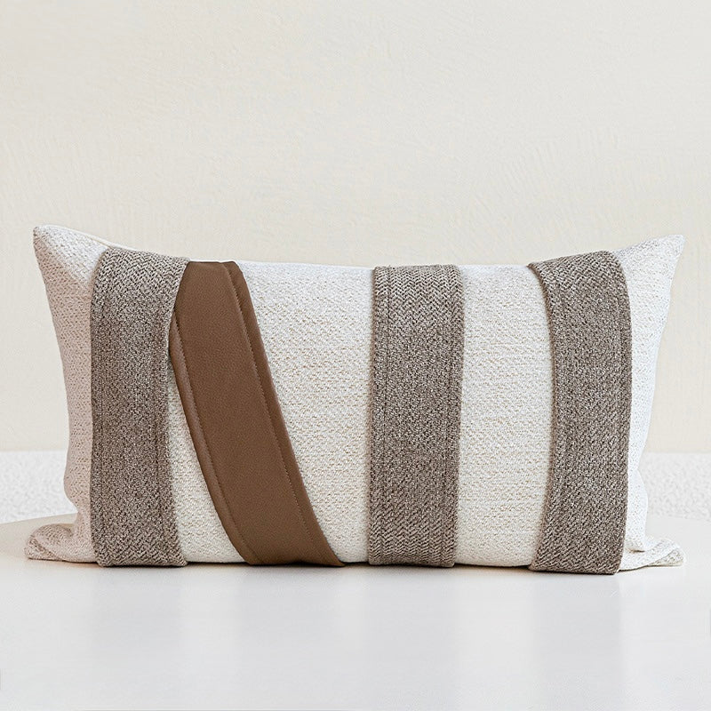 Striped Heritage Lumbar Pillow 30 x 50 cm with woven stripes and central panel.